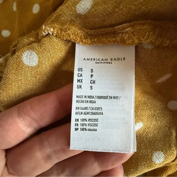 American Eagle Outfitters Mustard Polka Dot Romper - Picture 11 of 13